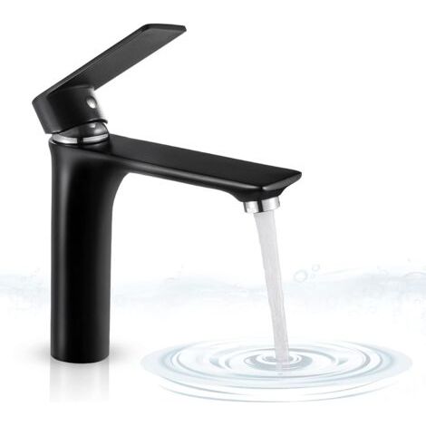 ZOLGINAH Robinet de Salle de Bain Noir Robinet Lavabo Moderne Chaude et Froide Réglable Mitigeur Évier en Laiton Robinetterie Vasque Mélangeur (1/3)