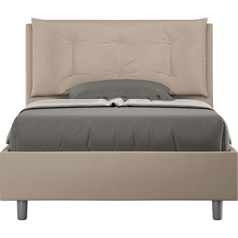 Letto 1 Piazza E Mezzo 120x210 cm Senza Rete Imbottito in Similpelle Annalisa Large Tortora (1/5)