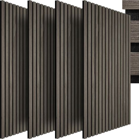 Lot de 4 panneaux acoustiques muraux et pour plafond, en Bois MDF, 120 x 60 x 2,1 cm par panneau mural decoratif pour isolation phonique Chambre, Bureau, Studio de musique Decoration murale (1/4)
