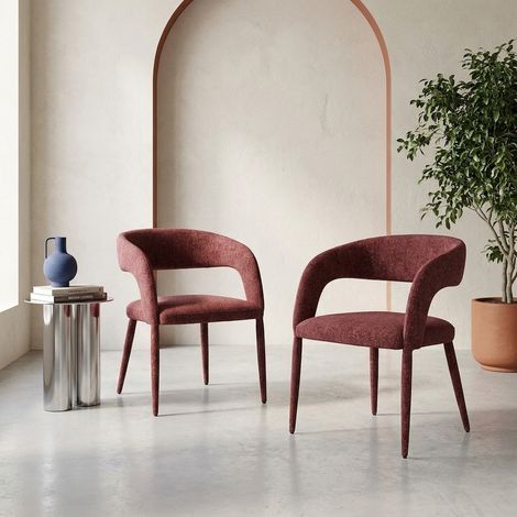 Lot de 2 fauteuils contemporain tissu bordeaux - Alessia (1/5)