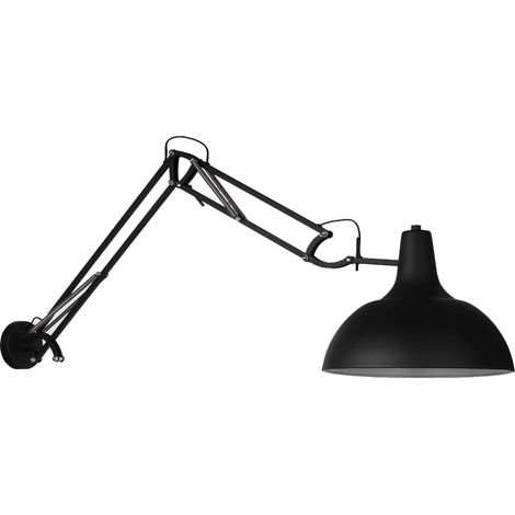 Lampe de bureau bras articulé en métal noir – Interrupteur E27 60W – Compatible LED – Design moderne pour intérieur – Sampa (1/2)
