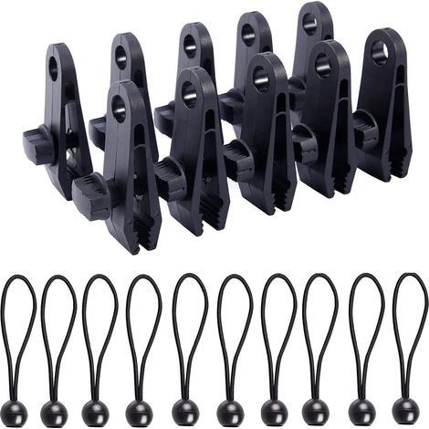 Lot de 10 pinces de fixation robustes et réutilisables pour bâche - Idéales pour tentes, auvents, bâches de camping, bâches de bateau, bâches de voiture, piscines ou parasols. (1/5)