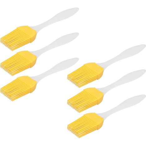 Lot de 6 pinceaux à huile en silicone de qualité alimentaire, résistants à la chaleur, jaunes, pour la cuisine, le barbecue et la pâtisserie. (1/5)