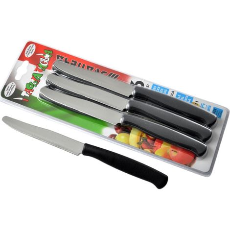 Svanera set 6 coltello tavola metà dentato 11 cm nero (1/2)