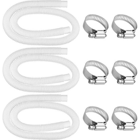 Tuyau de rechange pour pompe de piscine, 1,5 m, compatible avec les pompes de filtration 300, 330, 530 et 1000. Comprend 6 colliers de serrage. (1/5)