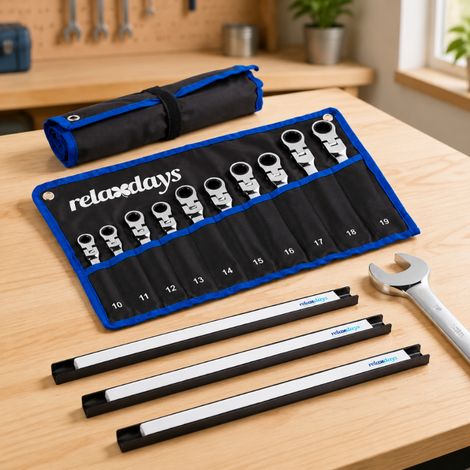 Ensemble de rangement pour outils d'atelier (2 pièces) – Kit de 10 clés à fourche flexibles et lot de 3 barres magnétiques (1/5)