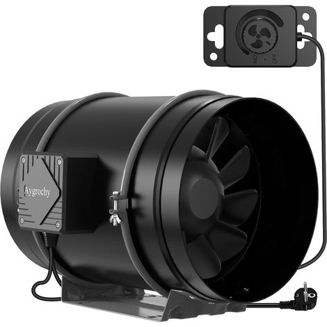200mm Extracteur d'Air Réglable 935 m³/h,Ventilateur d'extraction EC Moteur avec Contrôleur de Vitesse Variable Pour VMC Salle de Bain, Cuisine,Garage,tentes de culture,ventilation. (1/5)