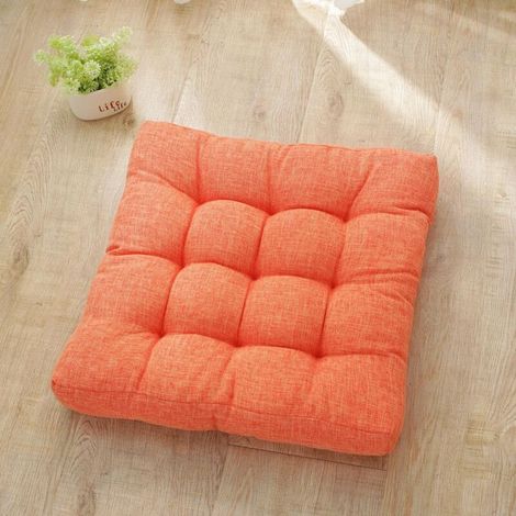 Couleur Unie Coussin pour Chaise de Salle à Manger, Coton Lin Coussin de Chaise Galette de Chaise Doux Coussin de Chaise de Jardin Chic Coussins de Chaises Epais (53x53cm,Couleur Orange) (1/4)