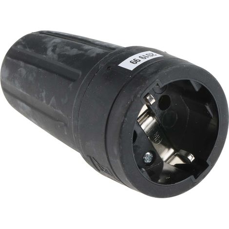 Rs Pro – Prise secteur femelle 250 V 16 A – Montage sur câble 2P+E – Caoutchouc noir résistant aux intempéries – Pour usage en Allemagne (1/3)