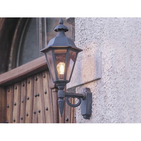 Große LED Außenwandleuchte Laterne stehend, Alu Schwarz, Höhe 61cm (1/4)
