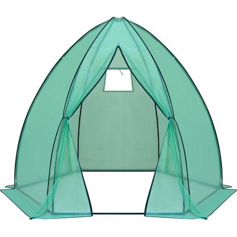 Serre de jardin tipi en PE 140g/m² avec armature en acier, 240x200x240 cm, couleur verte (1/5)
