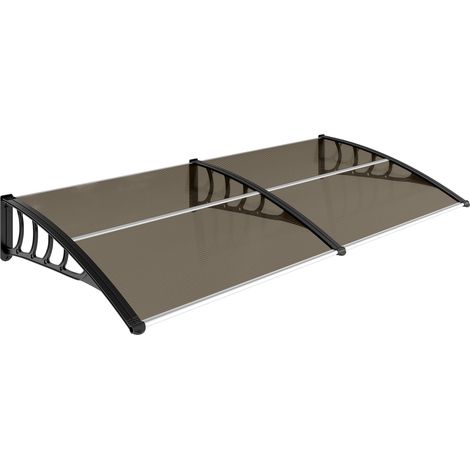 Auvent de porte marquise en polycarbonate avec bordure aluminium, protection pluie et UV, toit pour entrée (1/5)