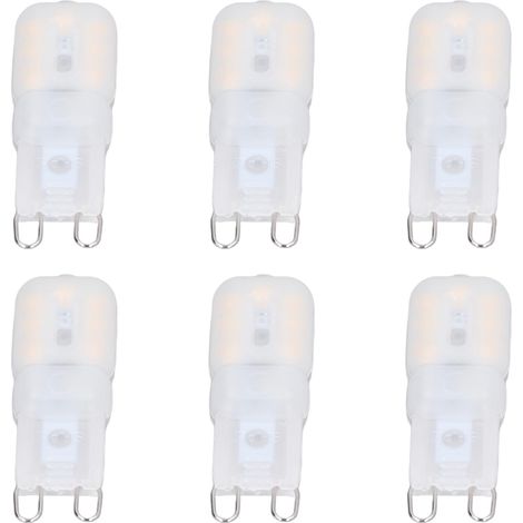 Lot de 6 ampoules G9 3W, gradables, abat-jour blanc laiteux, blanc chaud 220-240V, certifiées CE+ROHS, pour lampes suspendues, plafonniers, appliques et lampes de table. (1/5)
