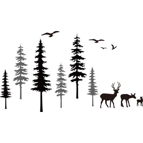 Decal Mural Forêt - Vinyle Imperméable - Décoration Murale Salon Chambre Enfant - Lot de 12 Pièces (1/5)