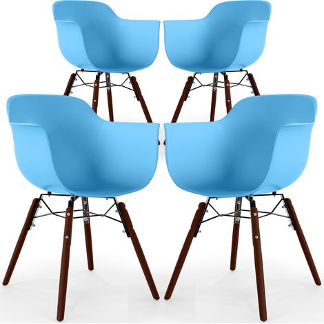 Sedie da Pranzo - Design Scandinavo - Gambe in Legno Scuro - Set di 4 - Nordika