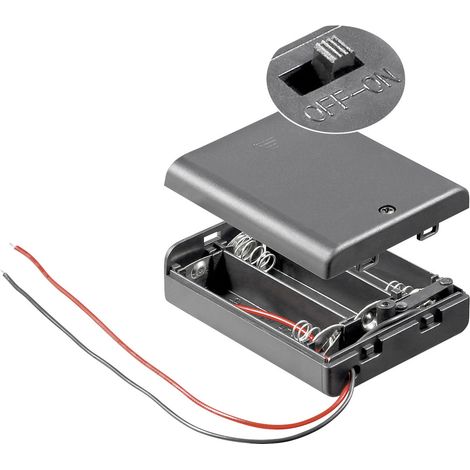 Goobay 12445 Batteriebox 3x Mignon (AA) Kabel (L x B x H) 68.5 x 48 x 18.7 mm