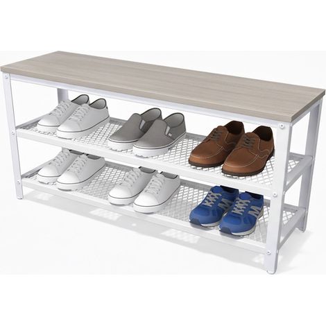 Schuhbank mit Sitzfläche und 2 Ablagen für den Eingangsbereich