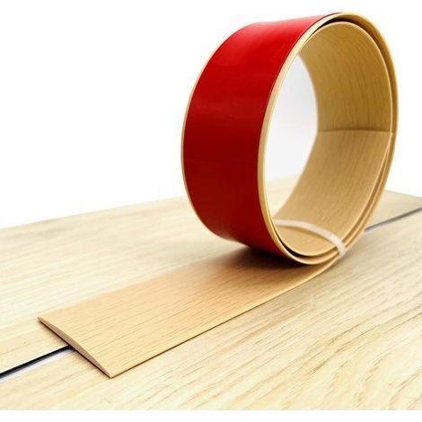 Bande de transition auto-adhésive pour revêtement de sol, bande de bord lisse pour revêtement de sol composite, 5 cm de large (1 mètre, beige). (1/5)
