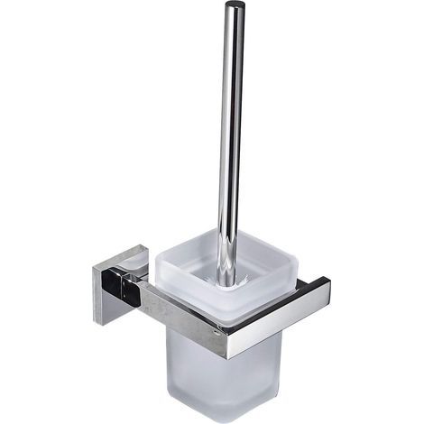Porte Brosse Toilette Support Mural, WC pour en INOX et Verre, Chromé Miroir Poli Chrome,chromé -'Chrome,chromé (1/5)