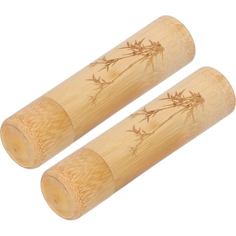 Set mit 2 umweltfreundlichen, karbonisierten Bambusröhrchen für Tee, Nüsse, Räucherstäbchen und Bambusdekorationen (1/5)