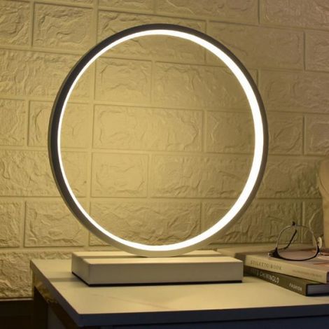 1 Lampe de table LED circulaire, intensité réglable, fer et acrylique, salon chambre bureau (1/4)