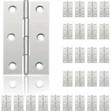 Pair 24Pcs Petit Charnières pour Portes, Charnière Inox, DIY Charnières de Portes pour Porte Placard Charnière Piano Boîtes à bijoux La Maison Meubles Matériel Armoire(44mm30mm)