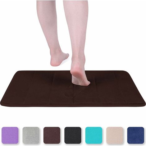 Memory Foam Bath Mat Absorbent Non-Slip Bath Mat Washable Bath Mat - 40 x 60 cm, Brown (1/5)