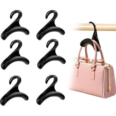 Lot de 6 crochets pour penderie – Noirs – Pour sacs, ceintures, chapeaux et vêtements (1/5)