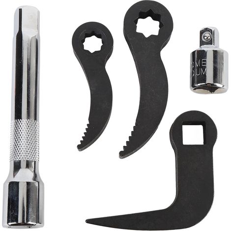 Lot de 5 têtes adaptateurs pieds de biche clé 1/2po 3/8po avec dents et en L avec rallonge (1/5)