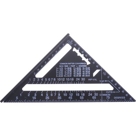 180mm(7pouces） Aluminium Règle Équerre de Triangle Rapporteur Multifonction Equerre Menuisier 45-90 Degres Carpenter Outil de Mesure(Métrique)