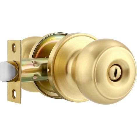 Poignée de porte intérieure ronde, design à boule plate, pour salle de bain ou chambre (1/5)