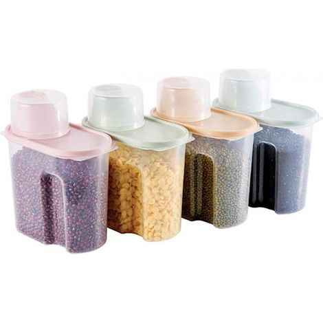 Ensemble de 4 boîtes de rangement transparentes en plastique, de 1,9 litre chacune, pour une organisation optimale de la cuisine et du plan de travail.-AquaForge (1/5)