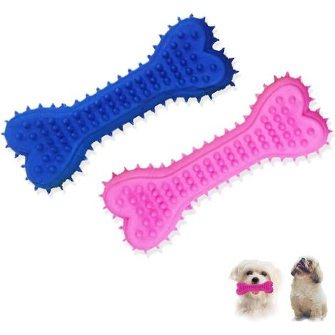Ensemble de deux jouets à mâcher pour chien en forme de brosse à dents, pour une bonne hygiène bucco-dentaire et la réduction du stress. Fabriqués en caoutchouc naturel résistant, ils conviennent aux (1/5)