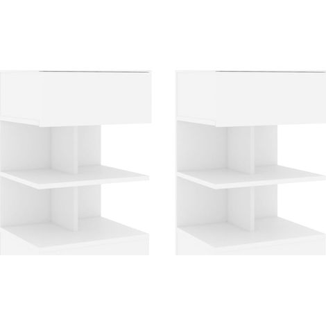 vidaXL Comodini Bianchi 2 pz 40x35x65 cm in Legno Ingegnerizzato (1/5)