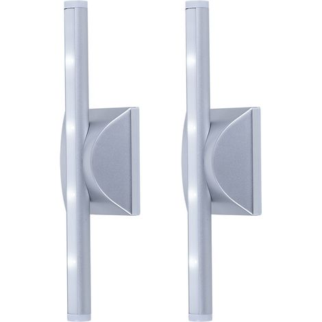 Applique murale veilleuse 2 niveaux intérieur éclairage indirect lampe de couloir à piles, plastique, 1x LED, DxH 9x28 cm, lot de 2