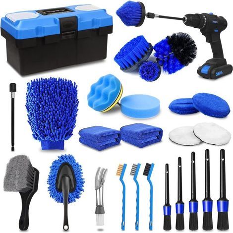 APEX 27Pcs Lot de Brosse Nettoyage Voiture,Brosse Jante Voiture Pinceau Detailing Auto,Kit de Brosse Nettoyage Voiture Interieur Exterieu (1/5)