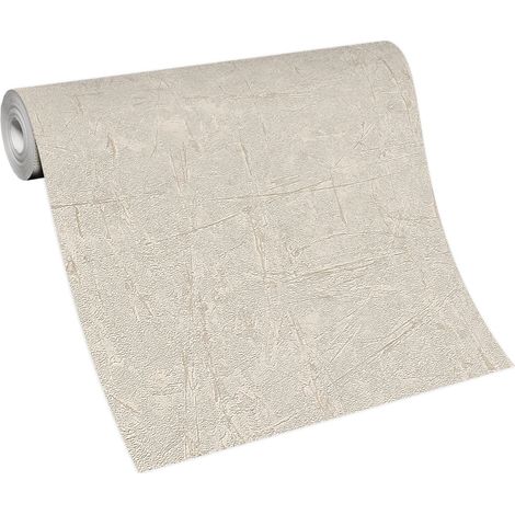 BRICOFLOR Papier Peint imitation béton beige Tapisserie intissé beige pour chambre, salon & plus Papier Peint trompe l'oeil beige (1/5)