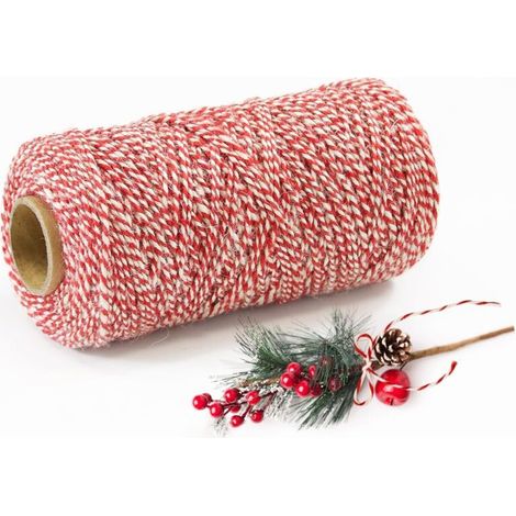 Bardusch-Ficelle de Noël Rouge Blanc 2mm x 100m – Corde Décorative en Jute Naturelle pour Emballage Cadeau, Artisanat, Décoration du Sapin et Bricolage Festif (1/4)