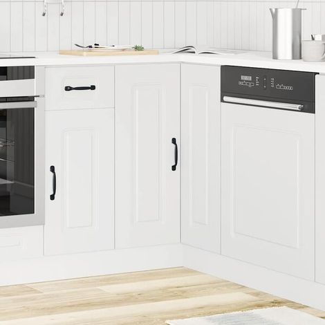 Meuble d'angle de cuisine Kalmar en bois d'ingénierie, blanc (1/5)