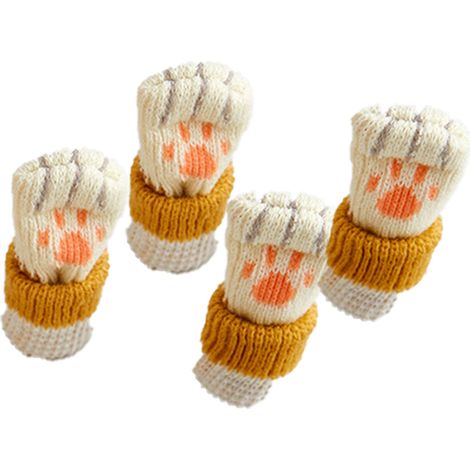 Chaussette Pour Pied De Chaise - Protection Sol Antidérapante En Maille - Design Patte De Chat - 16 Pièces (1/5)
