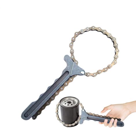 Clé à chaîne pour filtre à huile, outil pour enlever le filtre à huile de chaîne - Clé à chaîne robuste en acier au carbone pour filtre à huile, chaîne à cliquet réglable, outil de réparation (1/5)