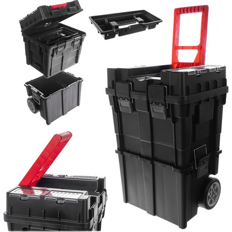 Boîte à outils, Plastique, 22 x 15 x 10 pouces, Design modulaire, Mobilité facile avec roues, Construction durable (1/5)