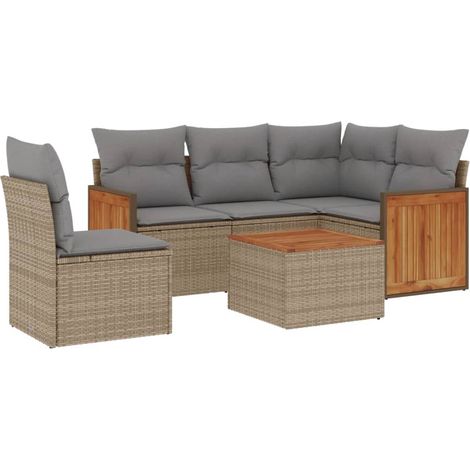 Maison Exclusive - 6-tlg. Garten-Sofagarnitur mit Kissen Beige Po (1/3)
