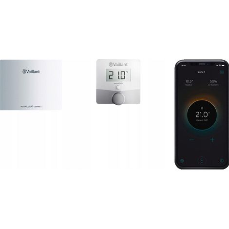Thermostat sans fil myVaillant connect – SensoROOM – Gestion de chauffage connecté – Compatible chaudières eBUS – Suivi consommation énergétique