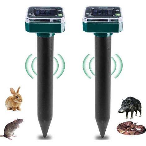 2er Pack Solar Maulwurfabwehrgeräte Ultraschall Solar Maulwurf und Wühlmausabwehrgeräte IP65 wasserdichte Tierabwehrgeräte für Garten und Rasen ( (1/4)