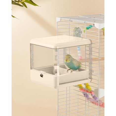 Bain d'oiseaux pour Cage, Bol Suspendu pour Oiseaux, Accessoires pour Cage à Oiseaux adaptés aux Oiseaux de Petite et Moyenne Taille, perroquets, inséparables, pinsons, perruches (Blanc) (1/5)