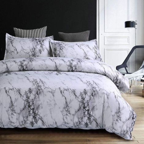 Duvet Cover Set, 2 Piece, Modern Geometric Marble Print Bedding Set (1 Duvet Cover + 1 Pillowcase) (1/5)