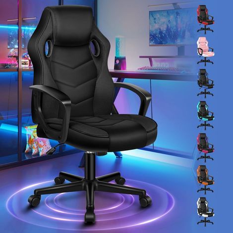 Gaming Stuhl Bürostuhl PU Leder Rückenlehne Mega Schwarz Serie Mega (1/5)