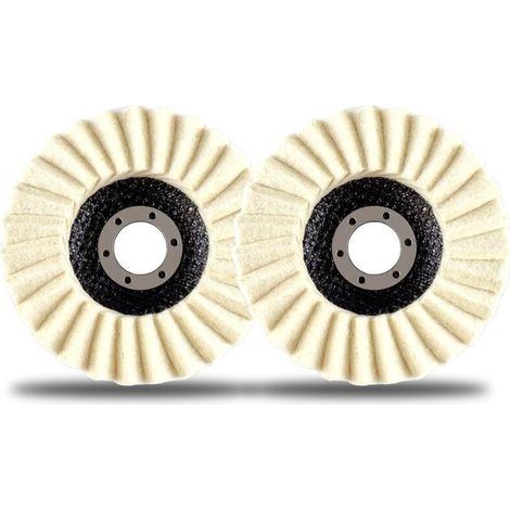 Lot de 2 disques de polissage à lamelles en feutre de laine, 4,5 pouces, pour meuleuse d'angle, métal, marbre, meubles, cire pour voiture (1/4)