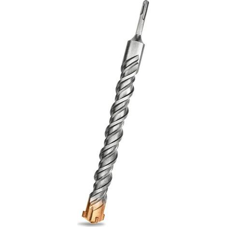 Foret SDS Plus 35 mm x 350 mm, idéal pour percer le béton, la brique, la pierre et la maçonnerie. Comprend 4 pointes en carbure et un burin à percussion. (1/4)